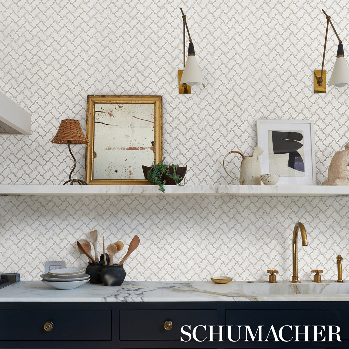 Schumacher Parterre Silver Wallpaper 5015081