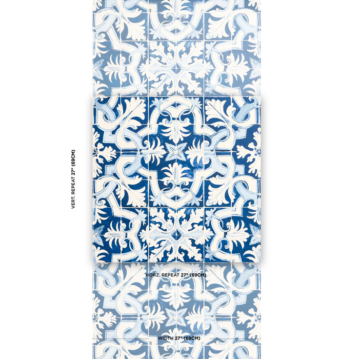 Schumacher Azulejos Azure Wallpaper 5015120