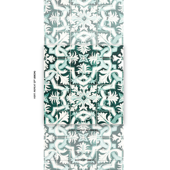 Schumacher Azulejos Emerald Wallpaper 5015121