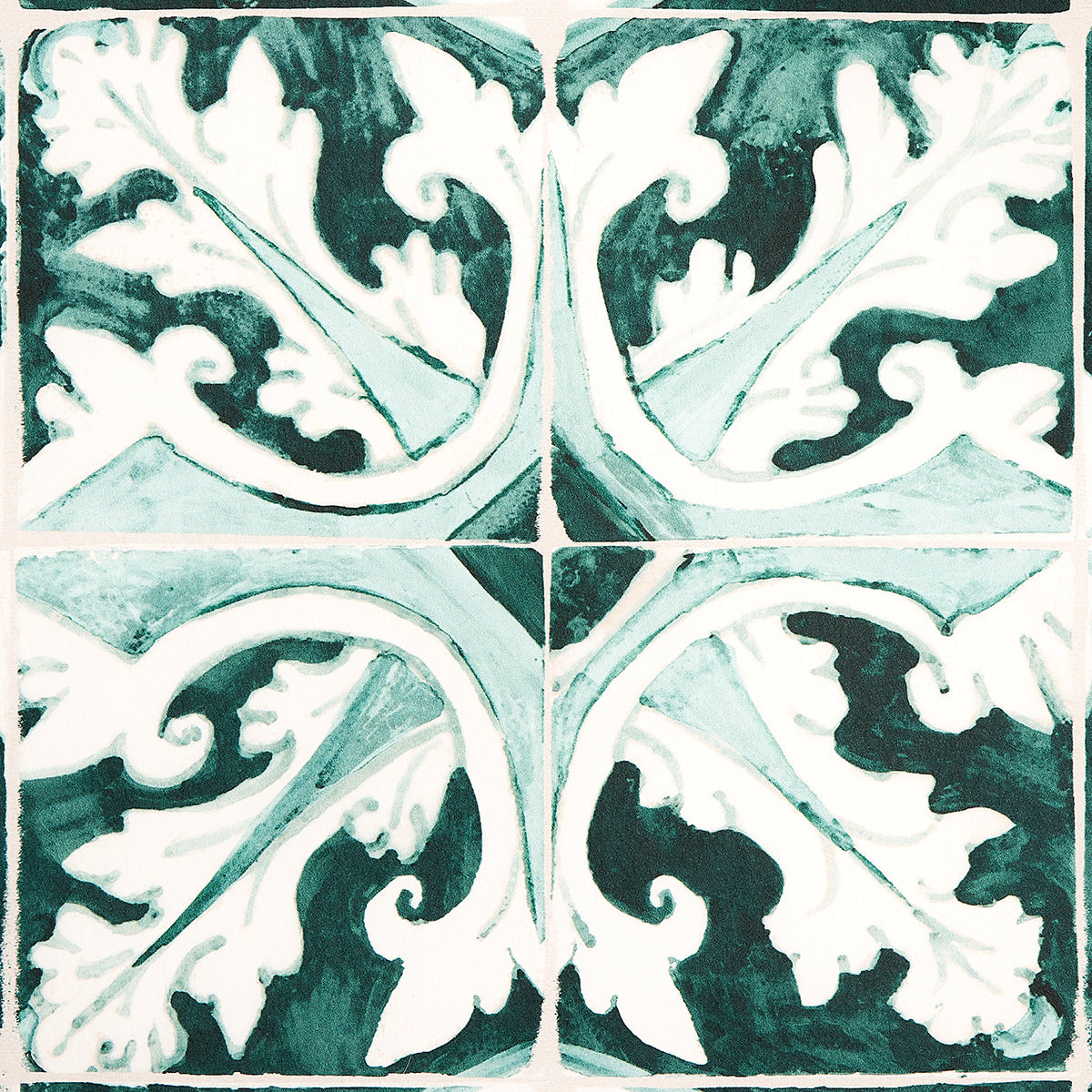 Schumacher Azulejos Emerald Wallpaper 5015121