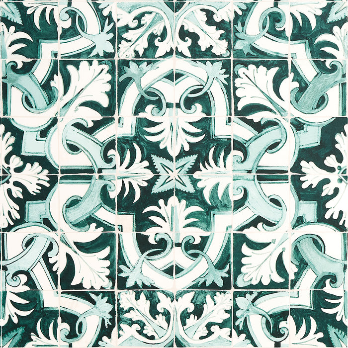 Schumacher Azulejos Emerald Wallpaper 5015121