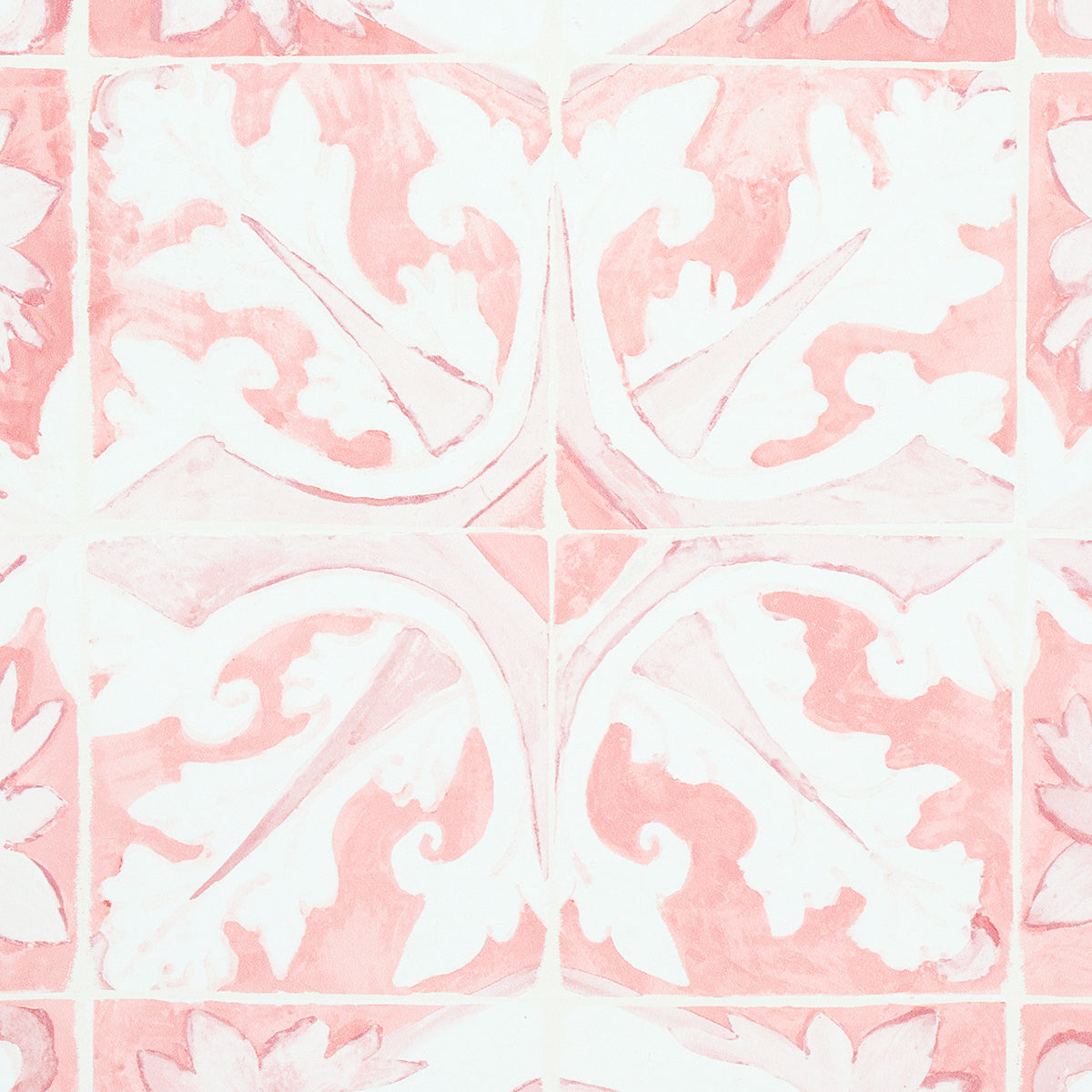 Schumacher Azulejos Pink Wallpaper 5015122