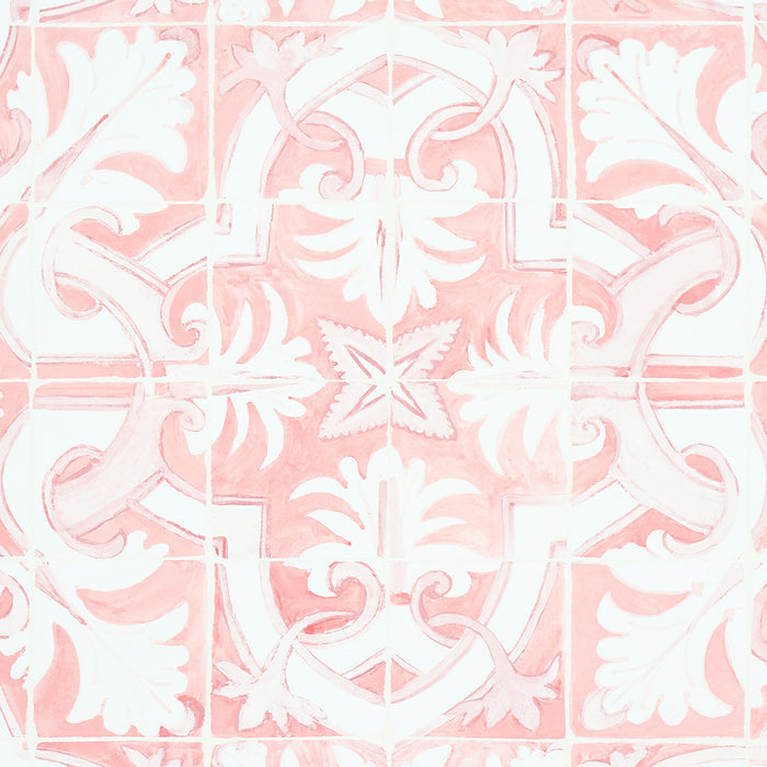 Schumacher Azulejos Pink Wallpaper 5015122