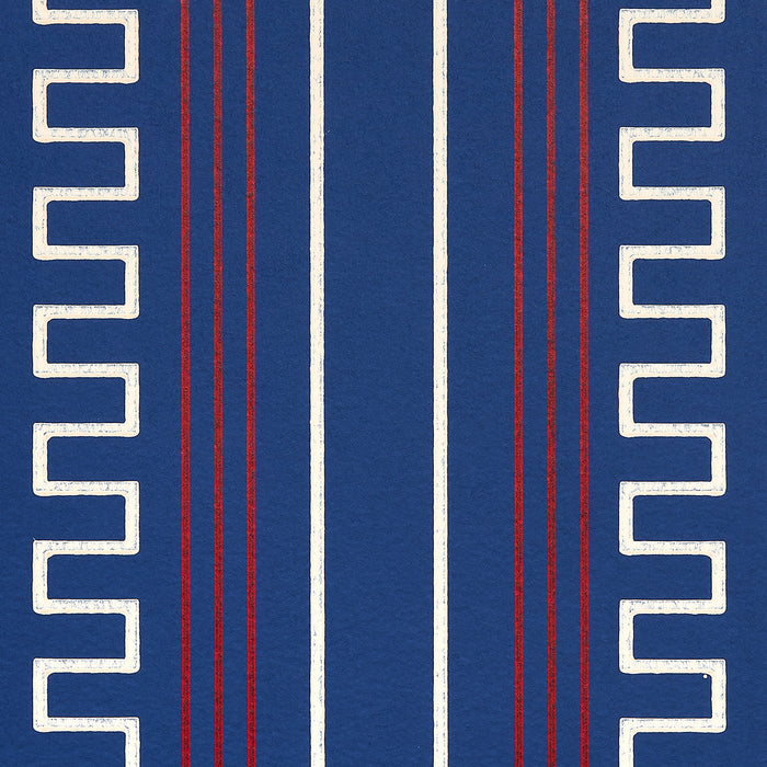 Schumacher Greco Stripe Navy Wallpaper Sample 5015141