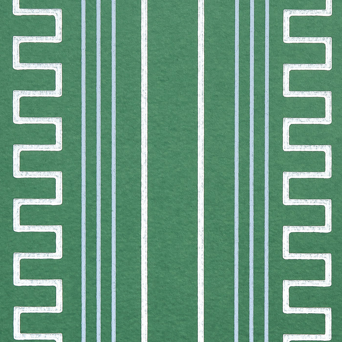 Schumacher Greco Stripe Green Wallpaper Sample 5015142