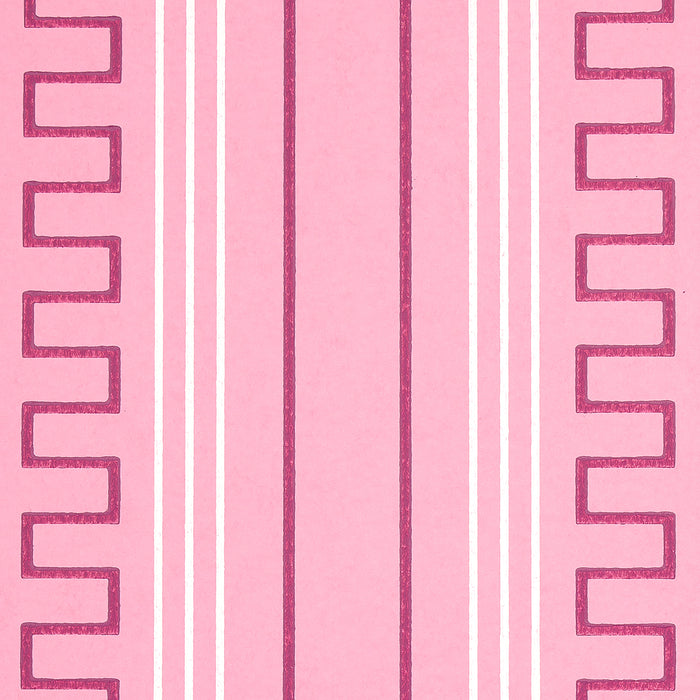 Schumacher Greco Stripe Pink Wallpaper 5015144