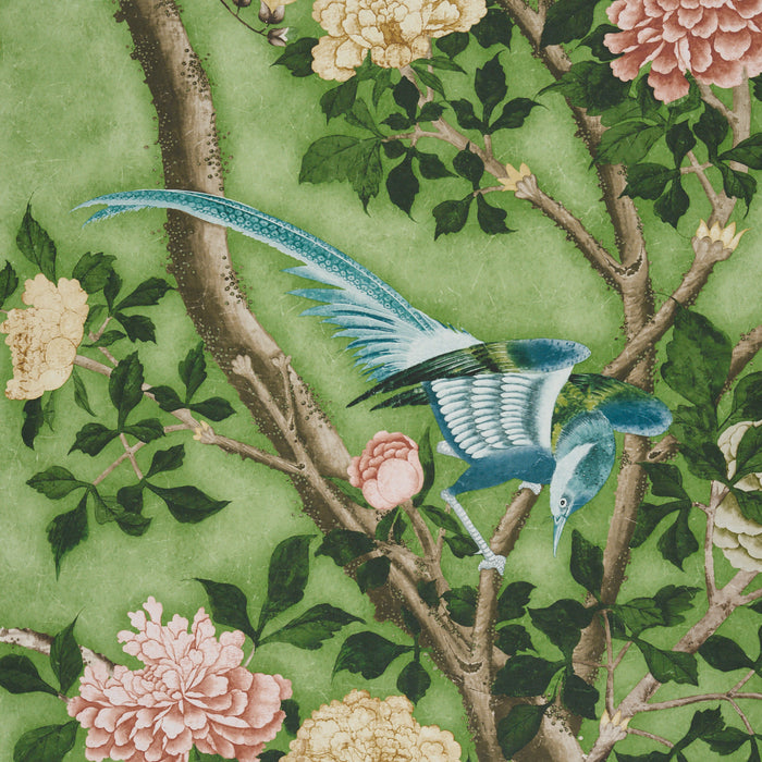 Schumacher Les Oiseaux Panel Set Apple Green Wallpaper Sample 5015153