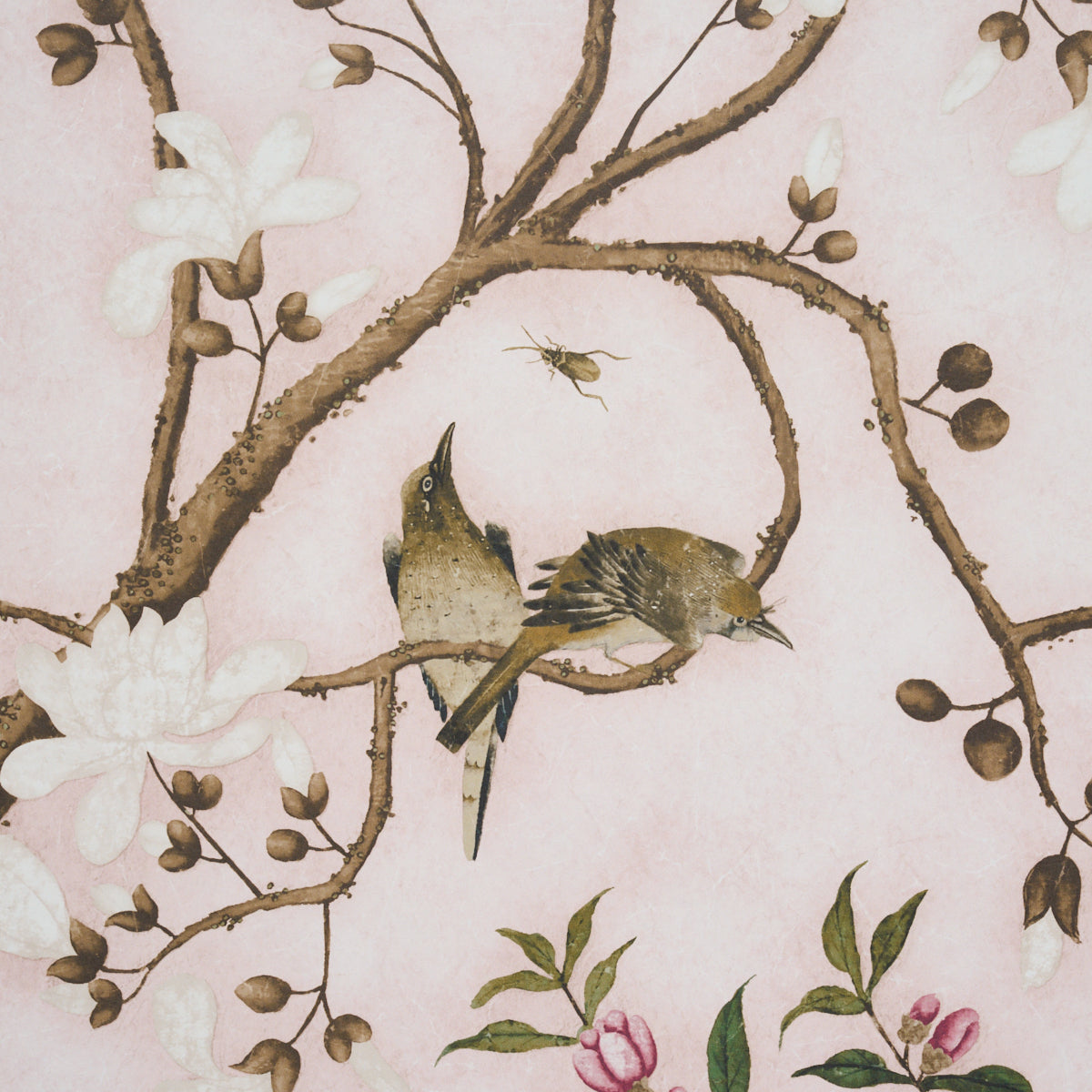 Schumacher Les Oiseaux Panel Set Blush Wallpaper Sample 5015154