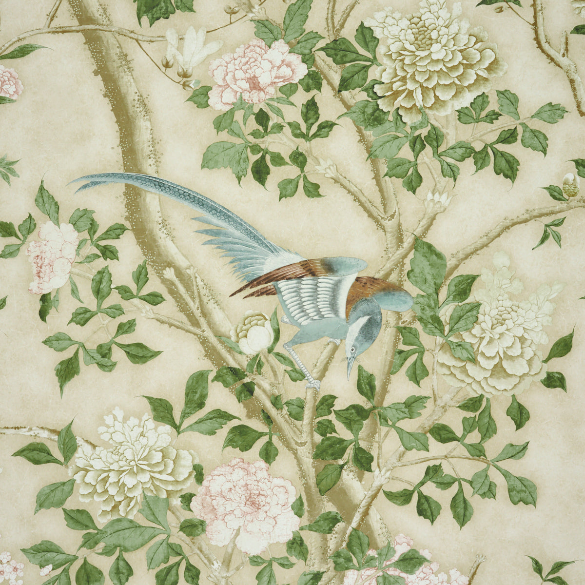 Schumacher Les Oiseaux Panel Set Parchment Wallpaper 5015155