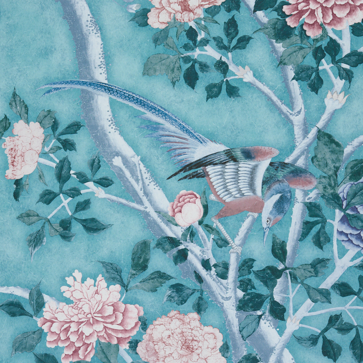 Schumacher Les Oiseaux Panel Set Blue Turquoise Wallpaper 5015156