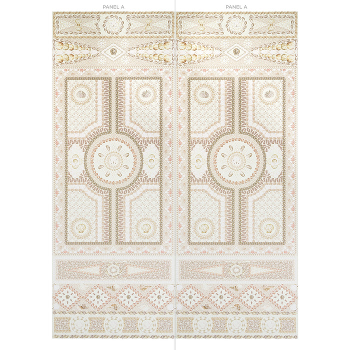 Schumacher Shell Grotto Panel A Sand Wallpaper Sample 5015161