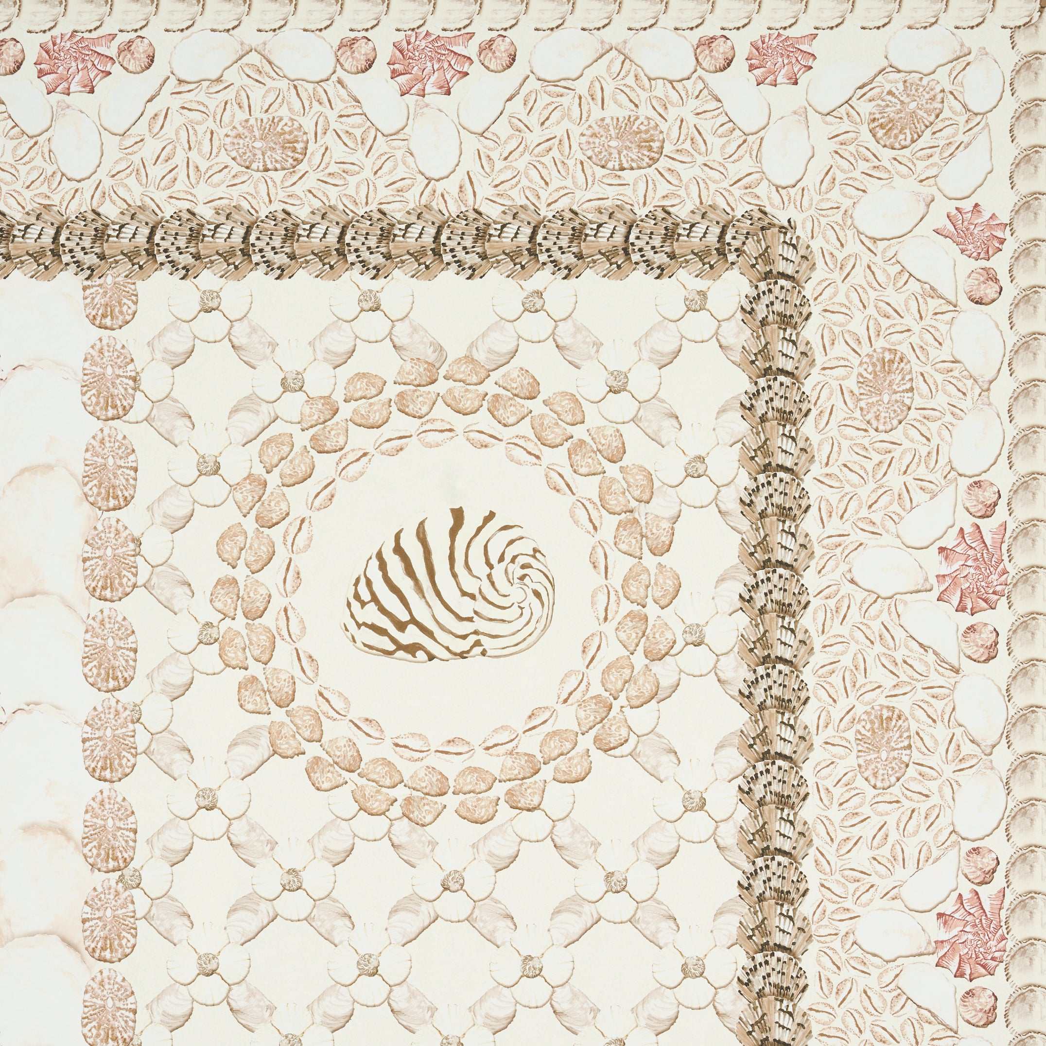 Schumacher Shell Grotto Panel A Sand Wallpaper 5015161