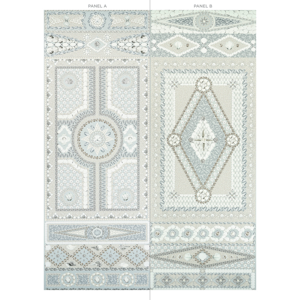 Schumacher Shell Grotto Panel A Seafoam Wallpaper 5015164