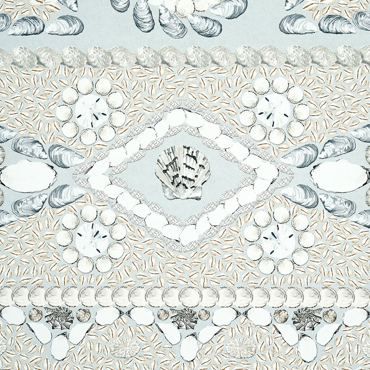 Schumacher Shell Grotto Panel A Seafoam Wallpaper 5015164