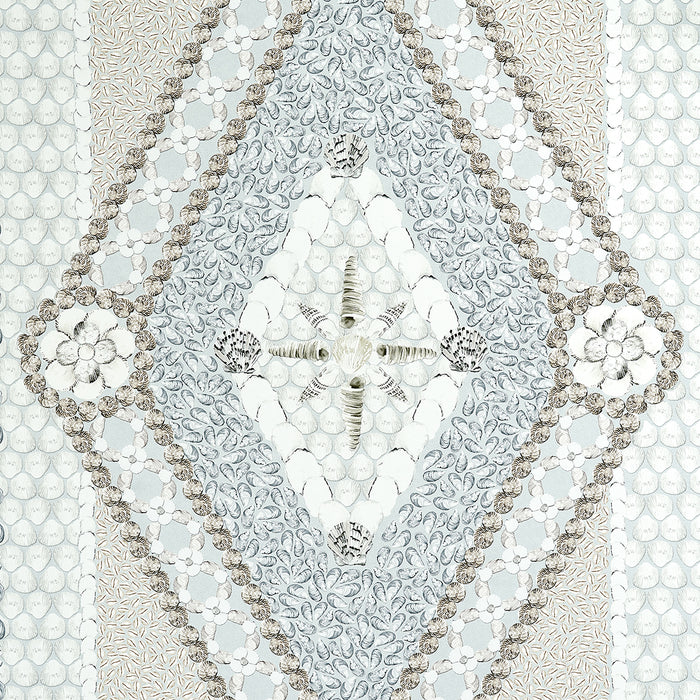 Schumacher Shell Grotto Panel B Seafoam Wallpaper Sample 5015165