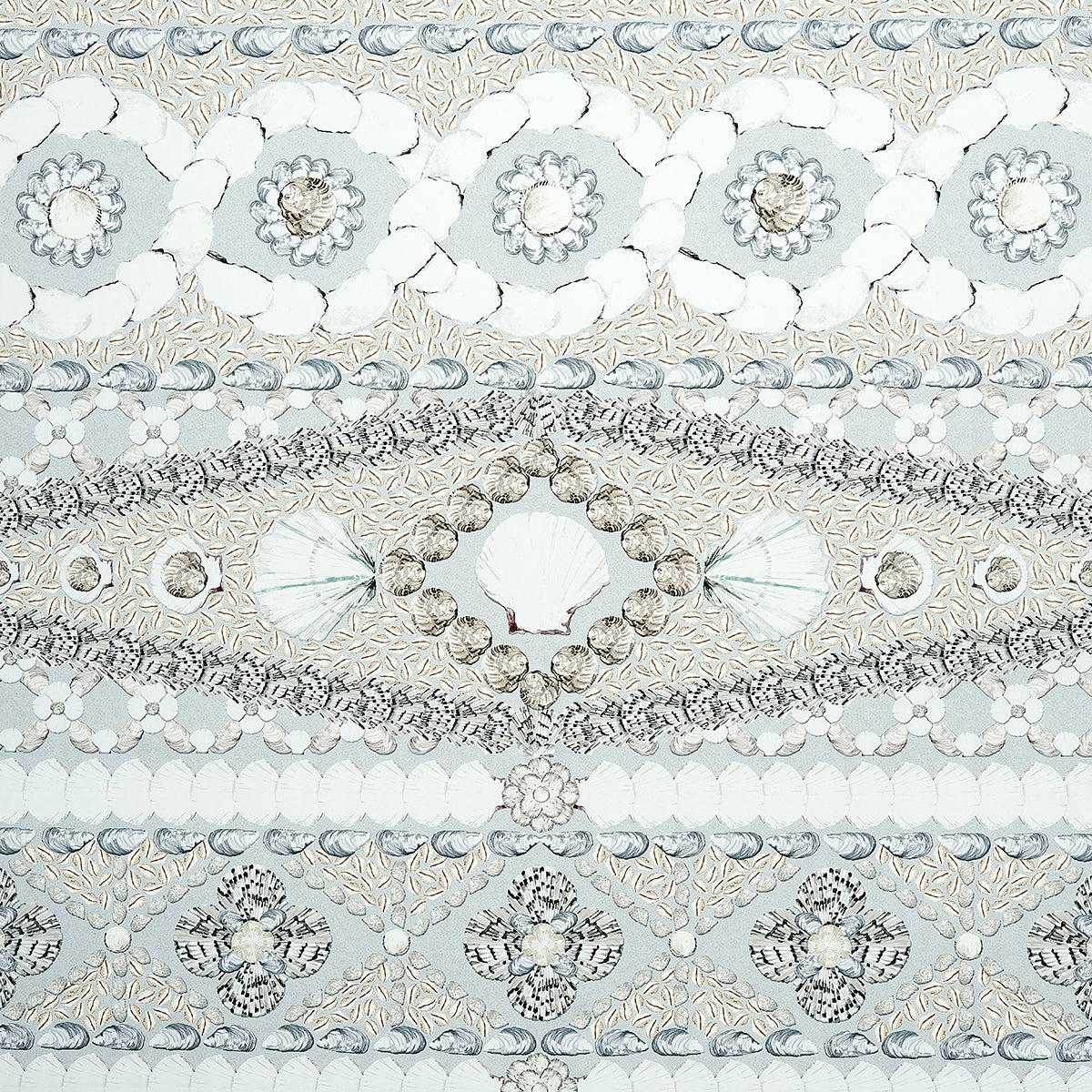 Schumacher Shell Grotto Panel B Seafoam Wallpaper 5015165