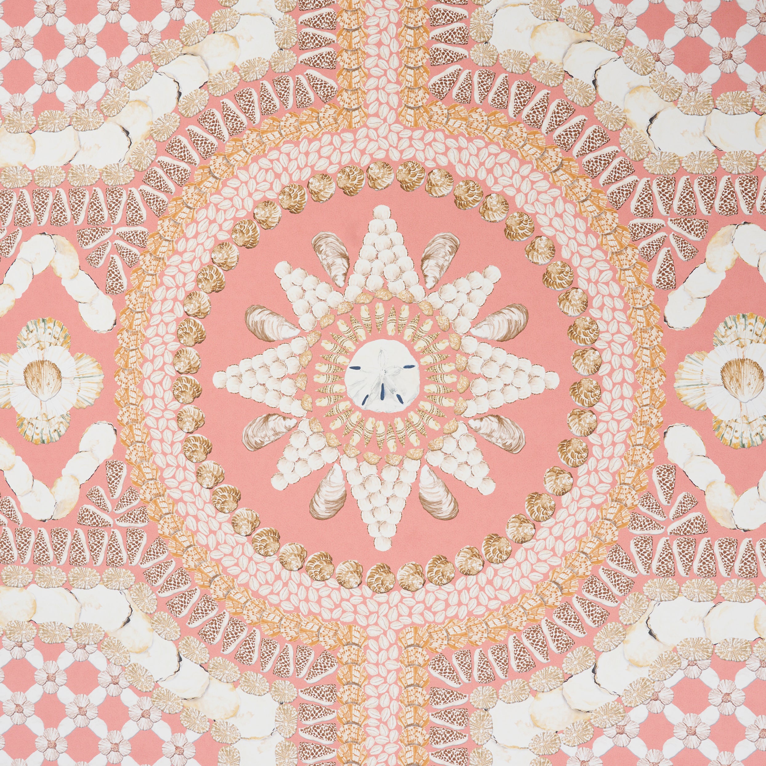 Schumacher Shell Grotto Panel A Coral Wallpaper 5015166