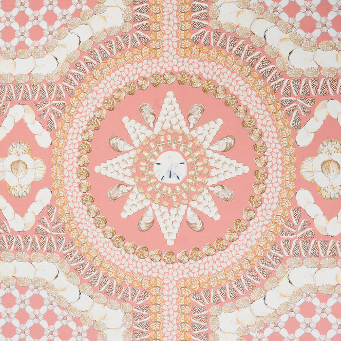 Schumacher Shell Grotto Panel A Coral Wallpaper Sample 5015166