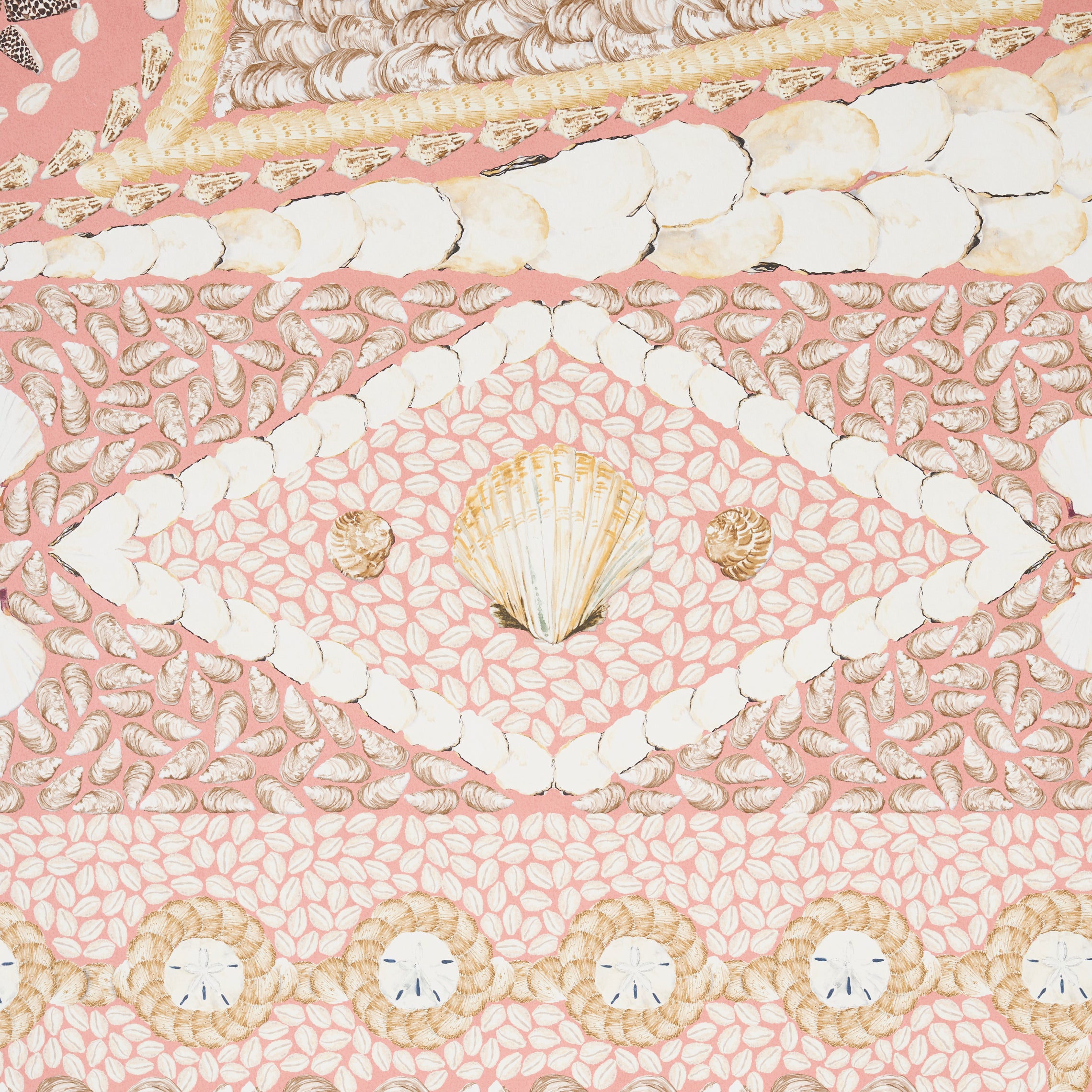 Schumacher Shell Grotto Panel B Coral Wallpaper Sample 5015167