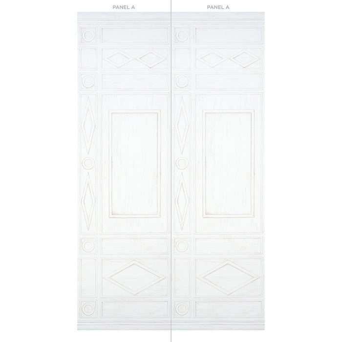 Schumacher Swedish Manor Panel A White Wallpaper Sample 5015170