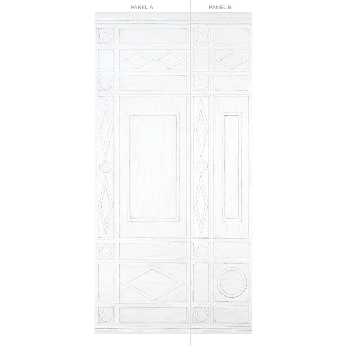 Schumacher Swedish Manor Panel A White Wallpaper Sample 5015170