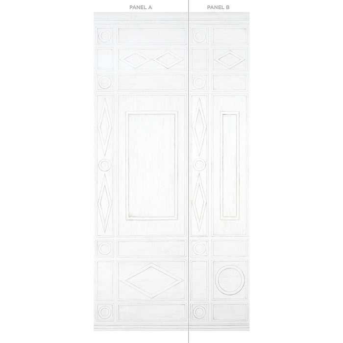 Schumacher Swedish Manor Panel A White Wallpaper Sample 5015170