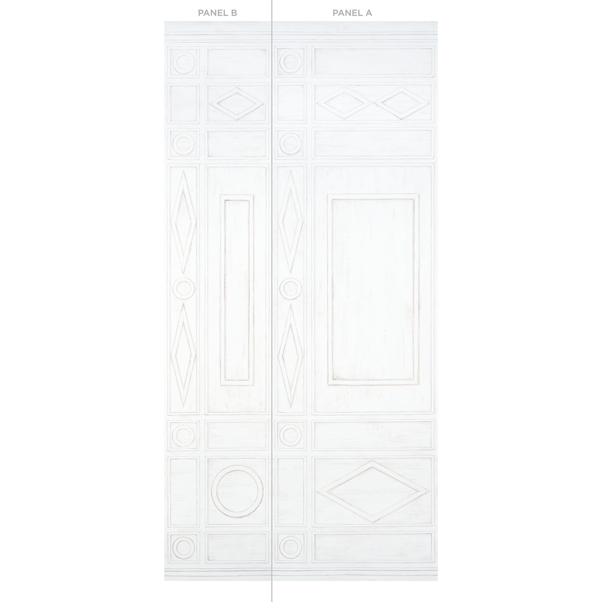 Schumacher Swedish Manor Panel B White Wallpaper Sample 5015171