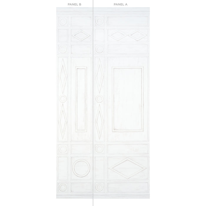 Schumacher Swedish Manor Panel B White Wallpaper Sample 5015171