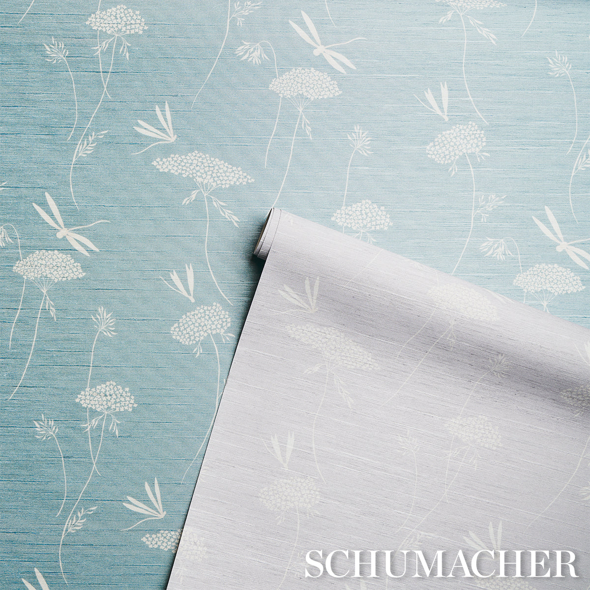 Schumacher La Libellule Silk Moonstone Wallpaper 5015190