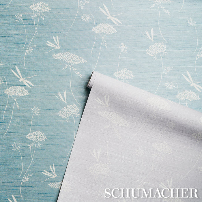 Schumacher La Libellule Silk Ciel Wallpaper Sample 5015191