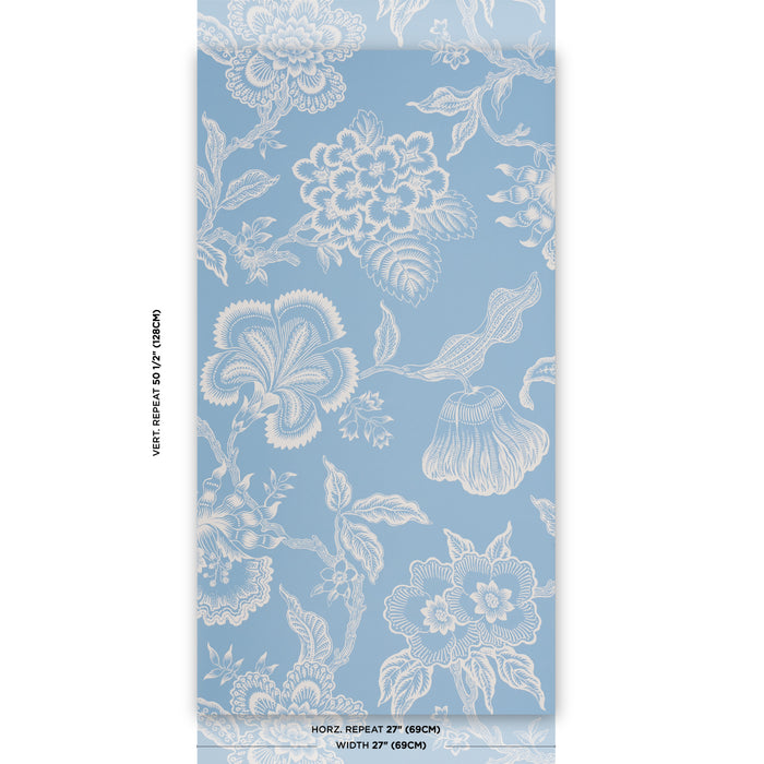 Schumacher Hothouse Flowers Silhouette Bliss Blue Wallpaper 5015321