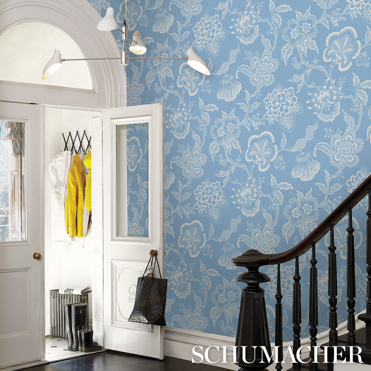 Schumacher Hothouse Flowers Silhouette Bliss Blue Wallpaper 5015321