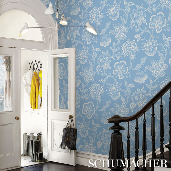 Schumacher Hothouse Flowers Silhouette Bliss Blue Wallpaper 5015321