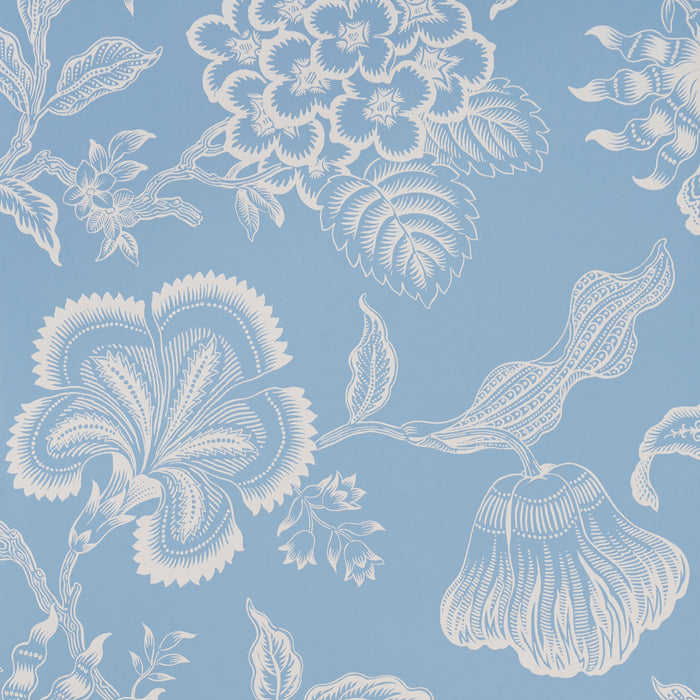 Schumacher Hothouse Flowers Silhouette Bliss Blue Wallpaper 5015321