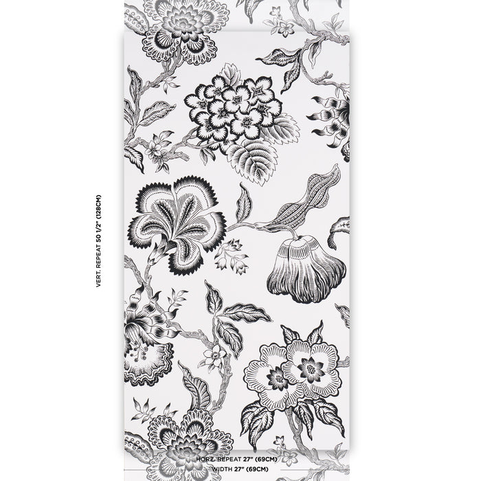 Schumacher Hothouse Flowers Silhouette Black And White Wallpaper 5015323