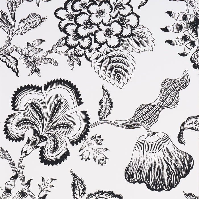 Schumacher Hothouse Flowers Silhouette Black And White Wallpaper 5015323