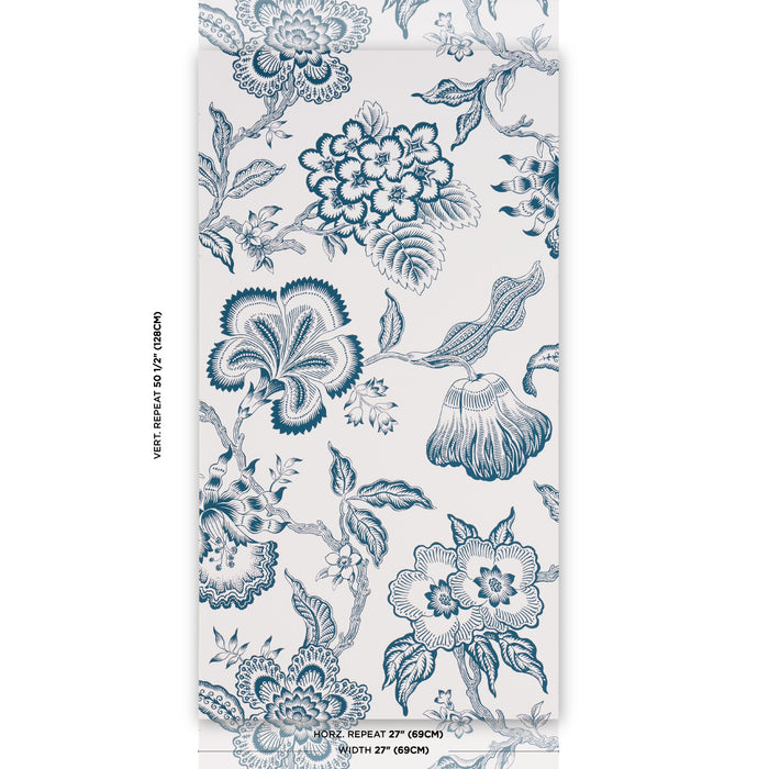 Schumacher Hothouse Flowers Silhouette Peacock On White Wallpaper 5015324