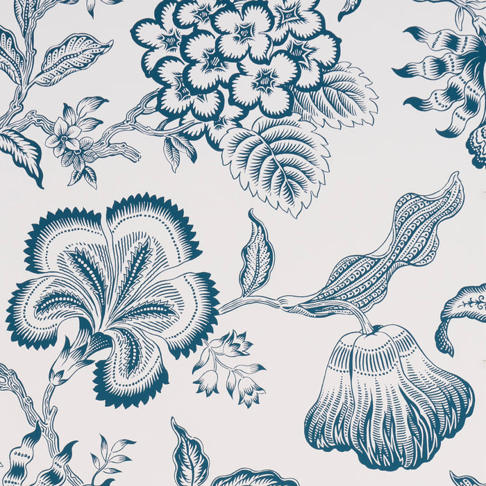 Schumacher Hothouse Flowers Silhouette Peacock On White Wallpaper 5015324