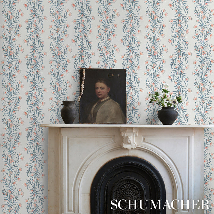 Schumacher Tasmanian Mimosa Pink & Grey Wallpaper 5015360