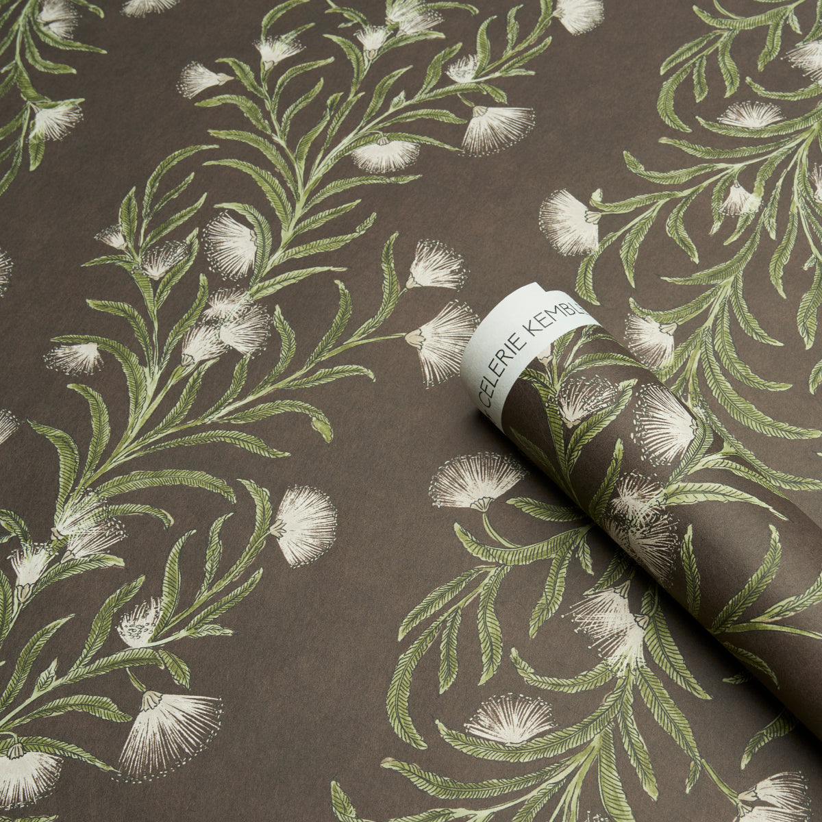 Schumacher Tasmanian Mimosa Brown &Green Wallpaper 5015361