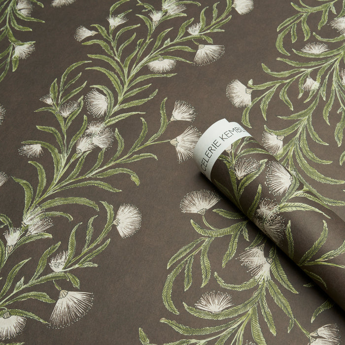 Schumacher Tasmanian Mimosa Brown & Green Wallpaper 5015361