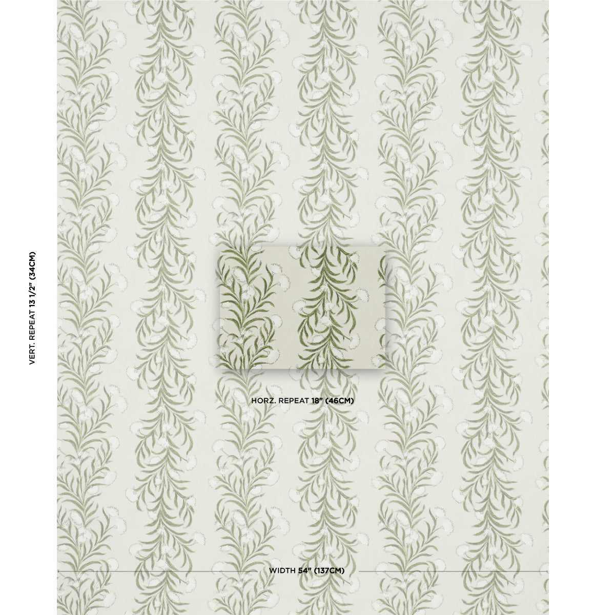 Schumacher Tasmanian Mimosa Ivory & Green Wallpaper 5015362