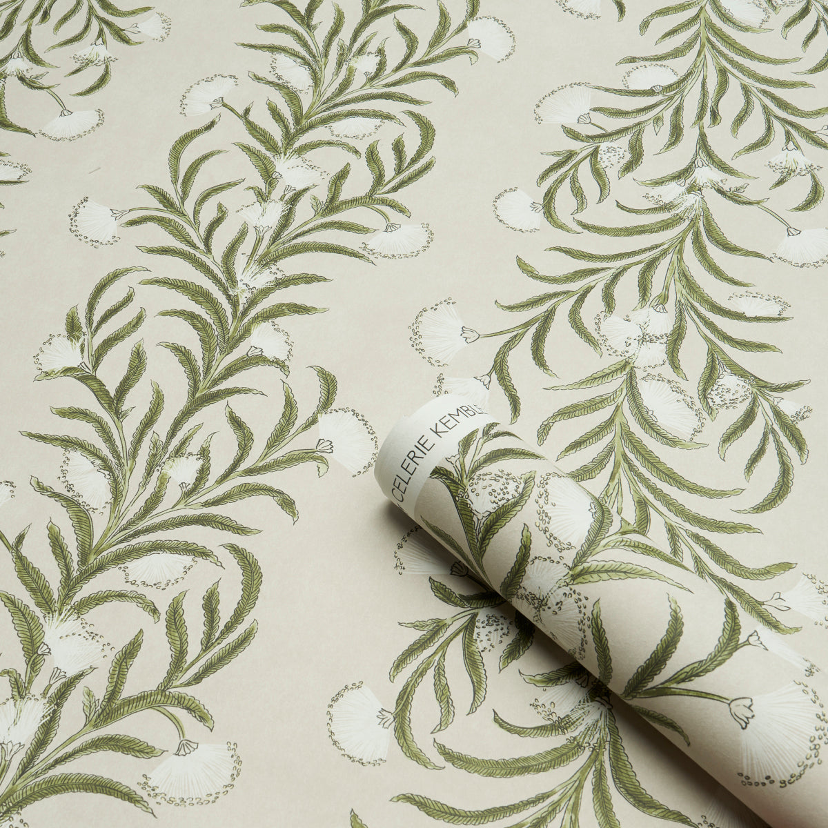 Schumacher Tasmanian Mimosa Ivory & Green Wallpaper 5015362