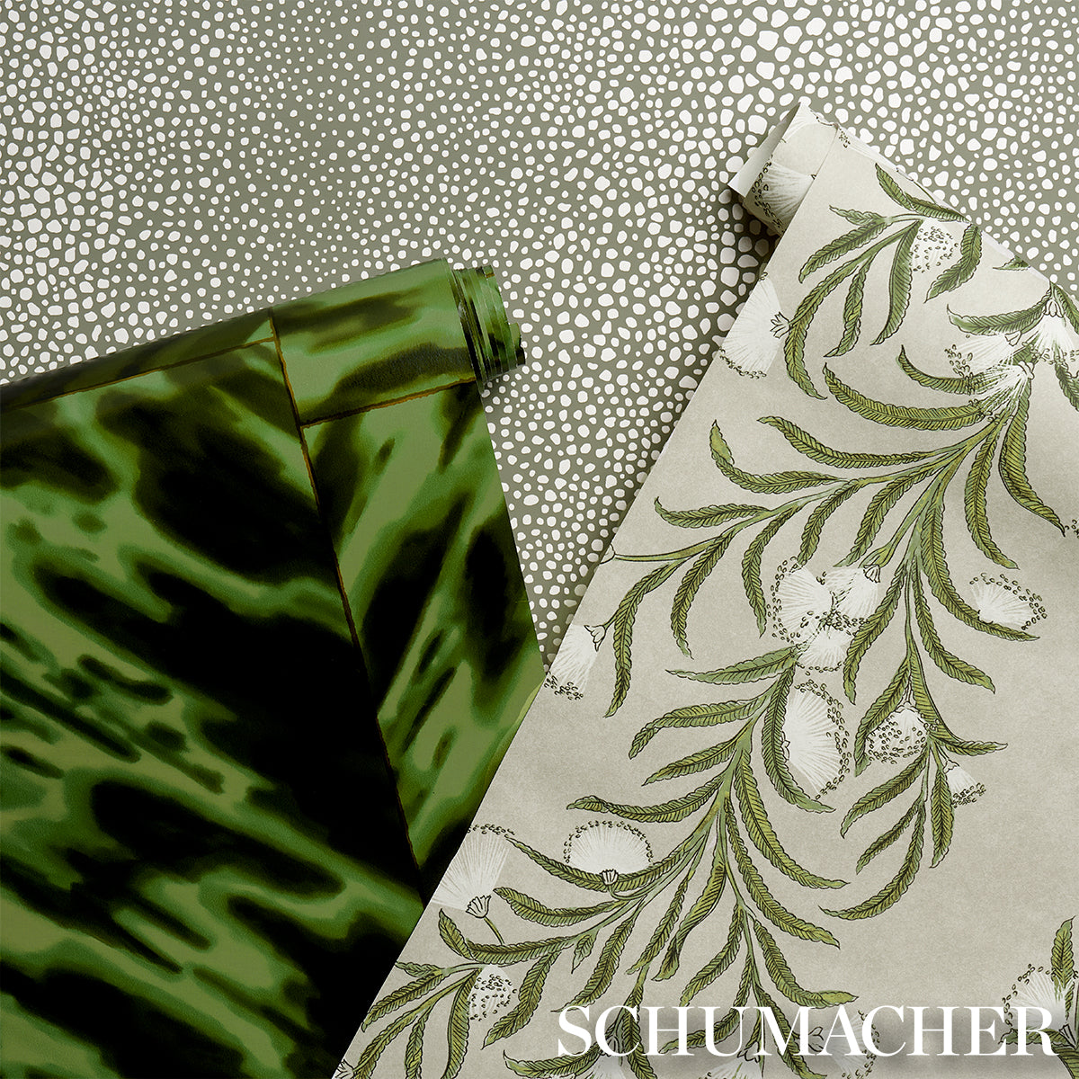 Schumacher Tasmanian Mimosa Ivory & Green Wallpaper 5015362