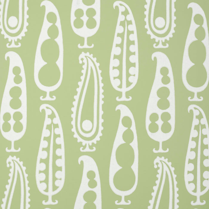 Schumacher Paisley Peas Green Wallpaper 5015381