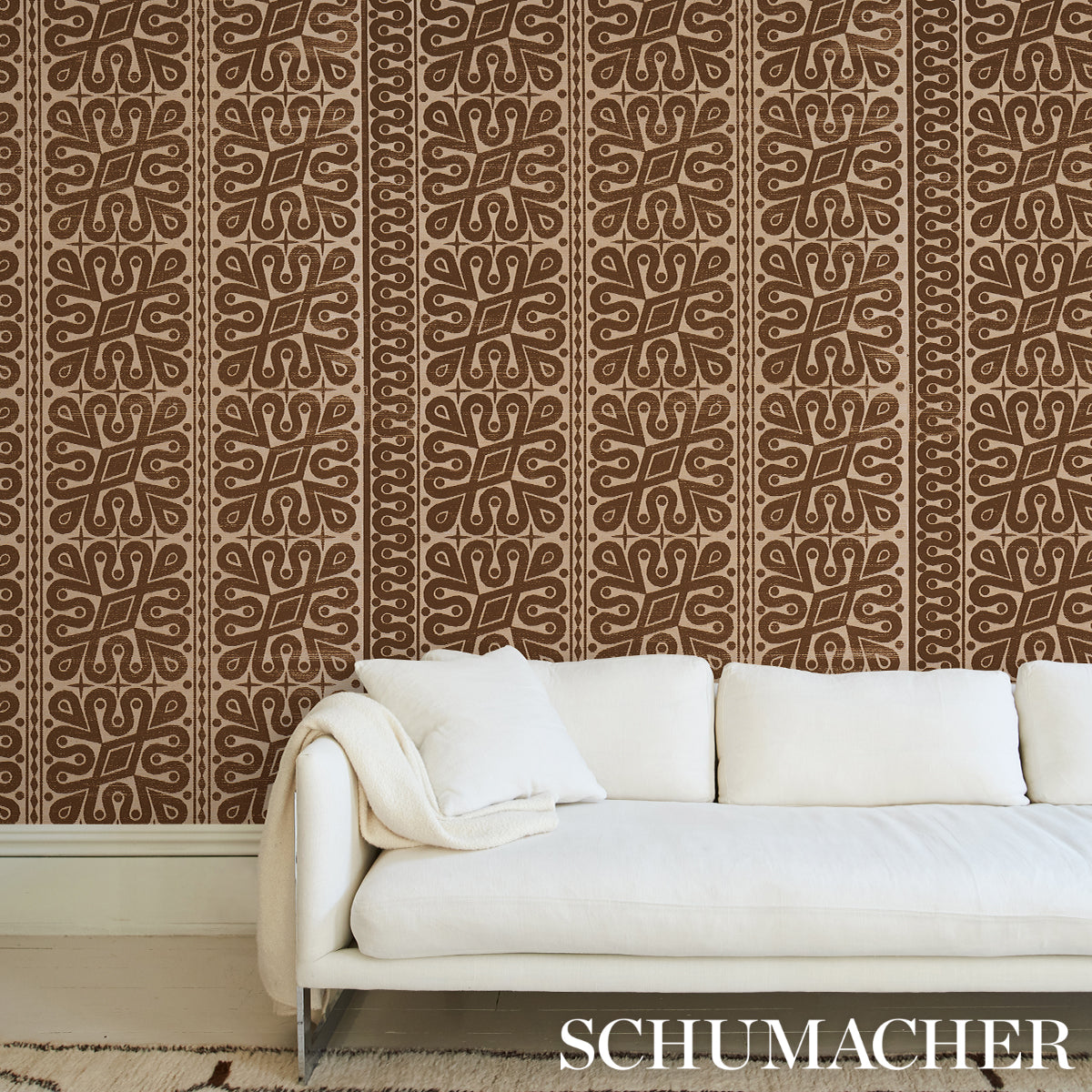 Schumacher Borneo Grasscloth Brown Wallpaper 5015410