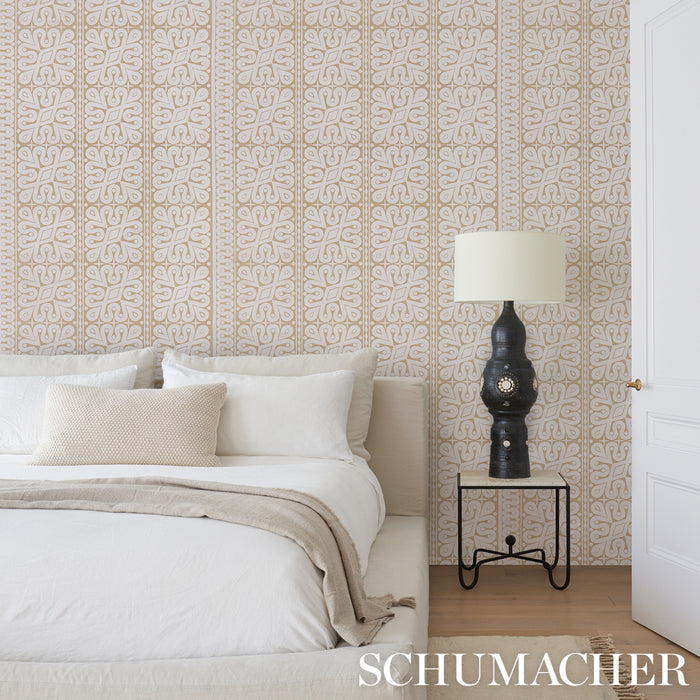 Schumacher Borneo Grasscloth White Wallpaper 5015411