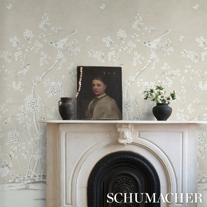 Schumacher Chinois Palais Panel Stone Wallpaper 5015440