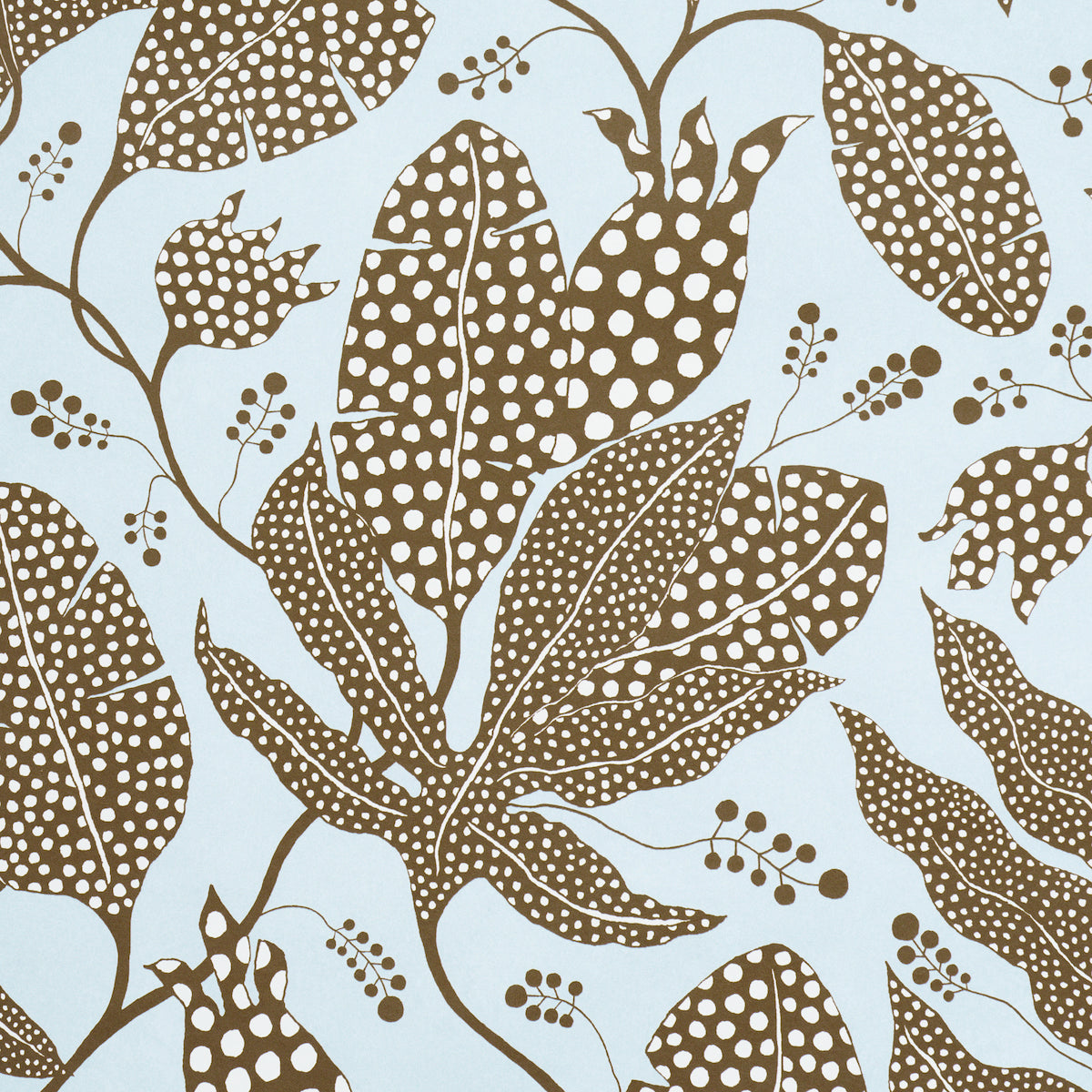 Schumacher Polka Dot Jungle Brown & Sky Wallpaper 5015461