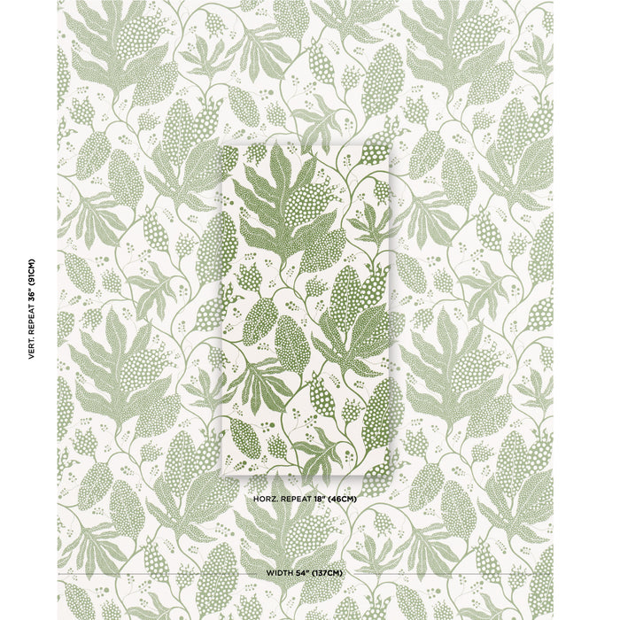 Schumacher Polka Dot Jungle Green & Ivory Wallpaper 5015463